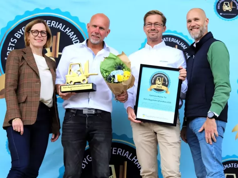Optimera Malmö Trä är utsedd till Årets Byggmaterialhandlare 2023